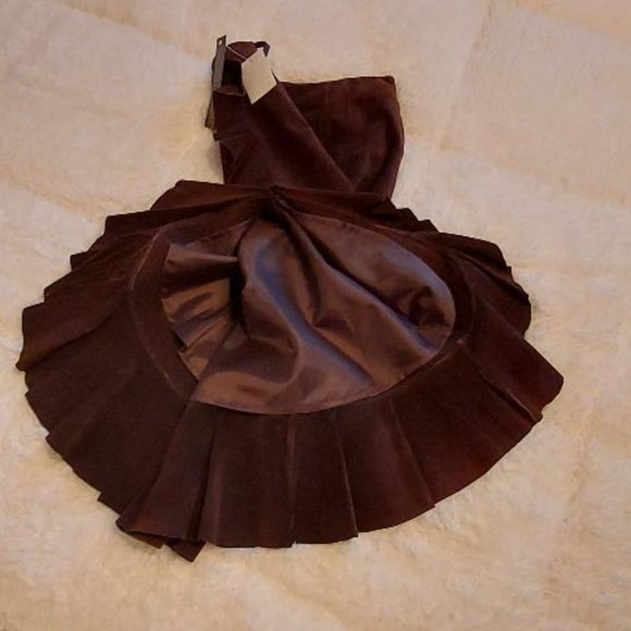 MODA CHOCOLATE BROWN SUEDE SKIRT - Picture 6 of 10